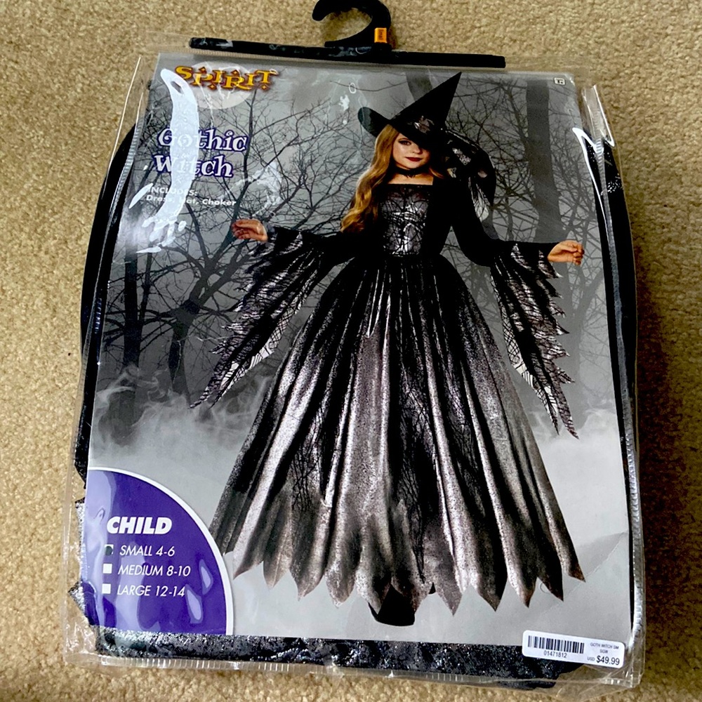 Gothic witch Halloween costume little girl
